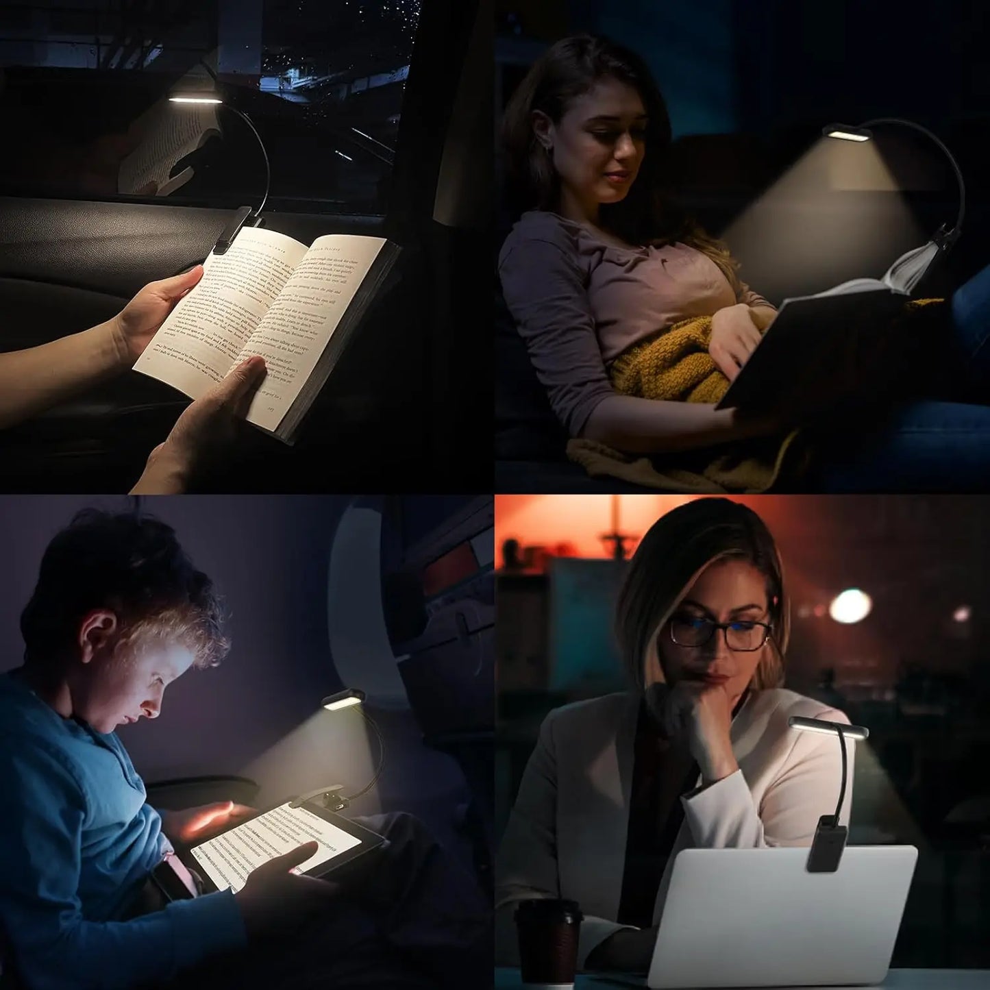LED Book Light Reading Light Eye Caring Clip-on USB Rechargeable