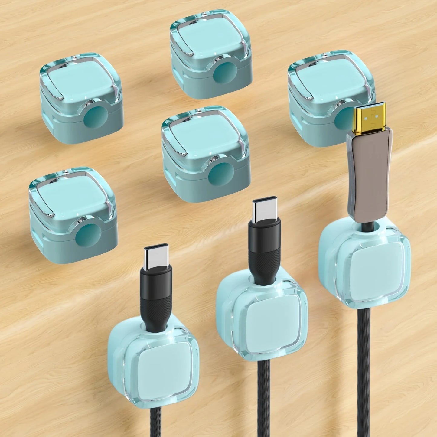 [Magnetic Cable Clips] 6-Pack Magnetic Cable Clips | Adjustable Adhesive Cord Holders, Strong Magnetic & Adhesive Base