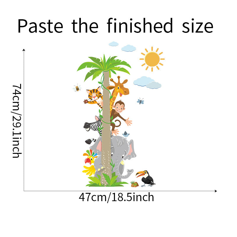 Cartoon Leaf Tree Elephant Giraffe Monkey Children's Bedroom Kindergarten Wall Decoration Wall Stickers Room Decoration
