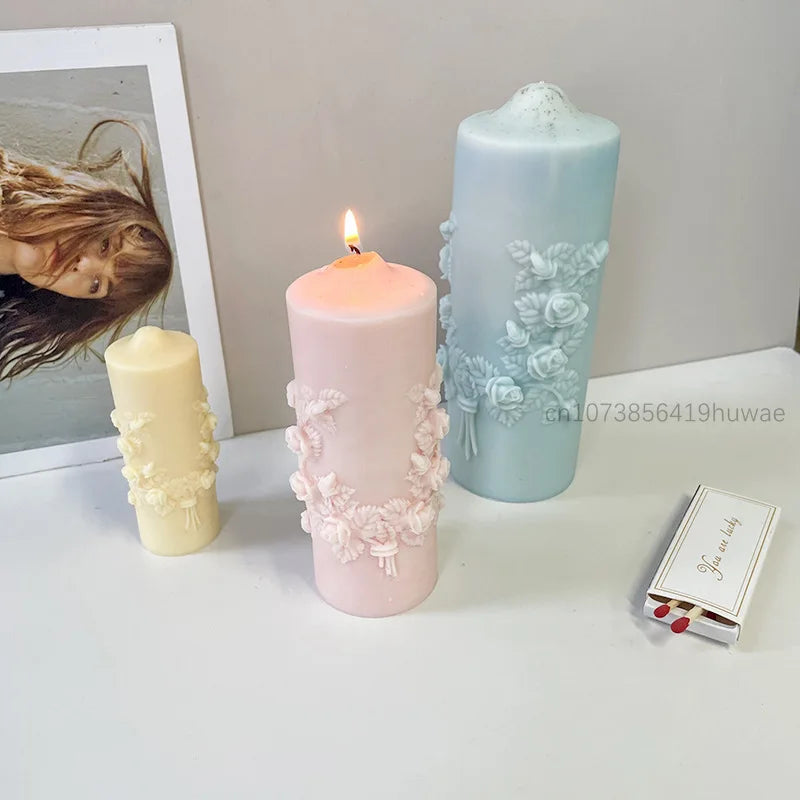 Rose Flower Bouquet Scented Candle Silicone Mold DIY Handmade Handicrafts Candle Making Plaster Soap Mould Home Decoration Tools