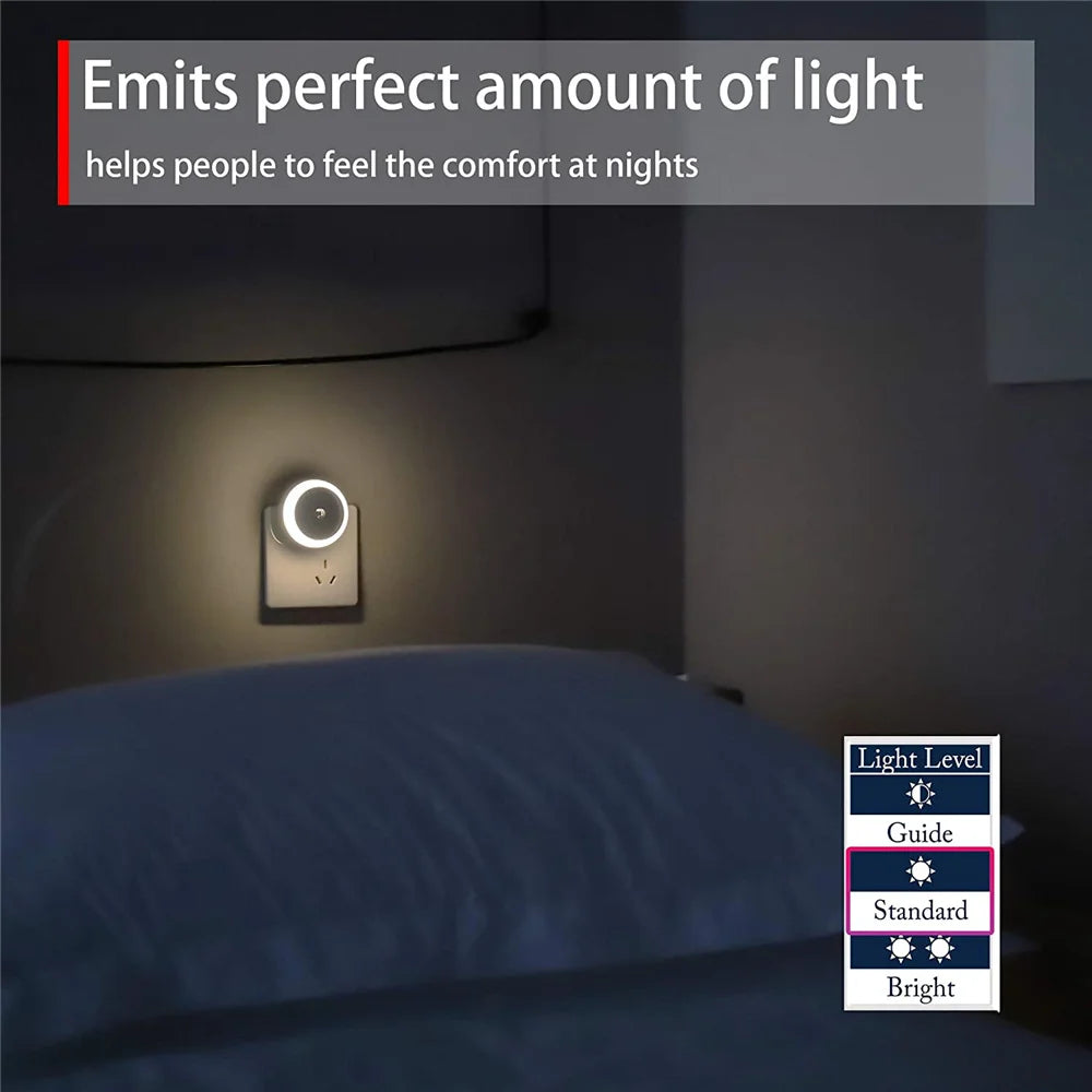LED Night Light Smart Night Sensor Round Plug in Wall Night