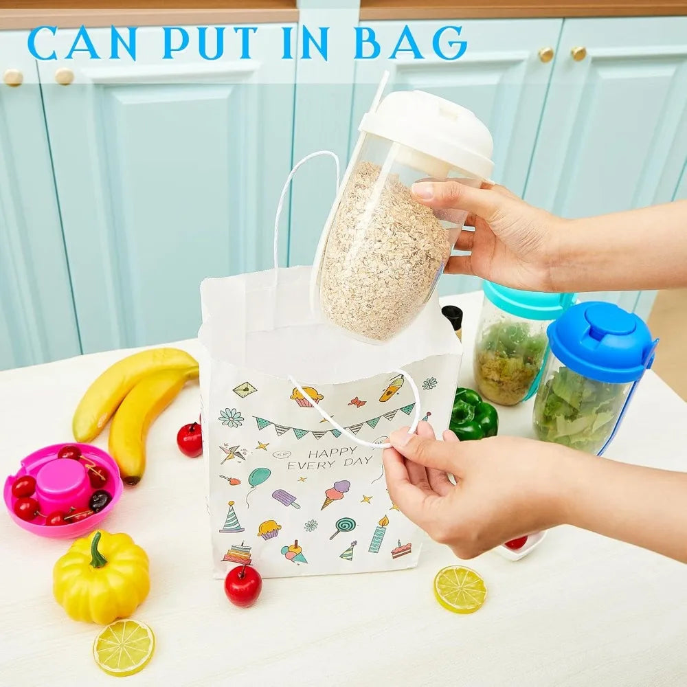 Salad Cup with Lids and Fork Salad Shaker Container for Lunch Keep Fit Food Dressing Cup for Breakfast Meal Vegetable Fruits Cup