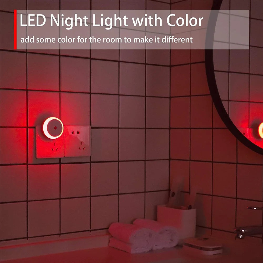 LED Night Light Smart Night Sensor Round Plug in Wall Night