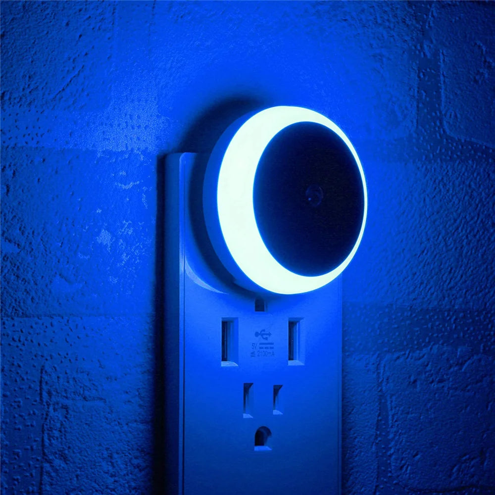 LED Night Light Smart Night Sensor Round Plug in Wall Night