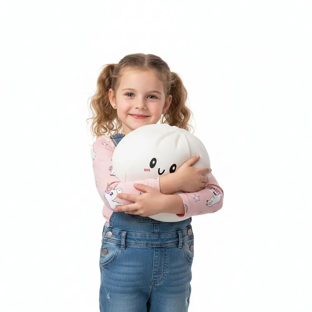 Large Dumpling Squishy Plush Toy Soft PET Stuffed Hug Pillow Adorable Steamer Design Home Decoration Stress Relief Toy for Kids