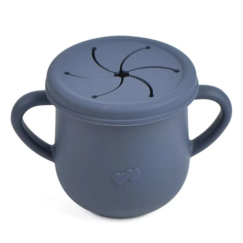 Kids Cup Silicone Food Storage Box Solid Color Baby Sippy Cup Portable Children Snacks Container with Lid Scale BPA Free 200ml