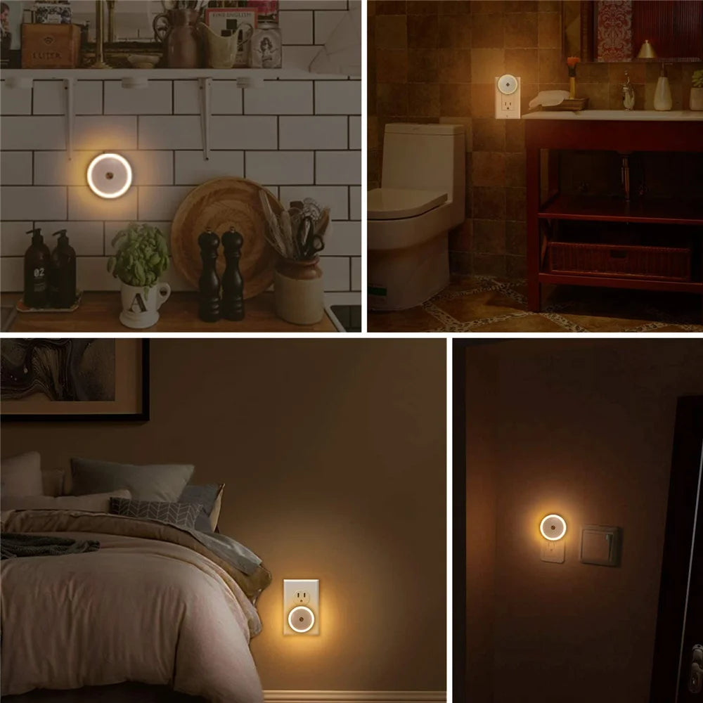 LED Night Light Smart Night Sensor Round Plug in Wall Night