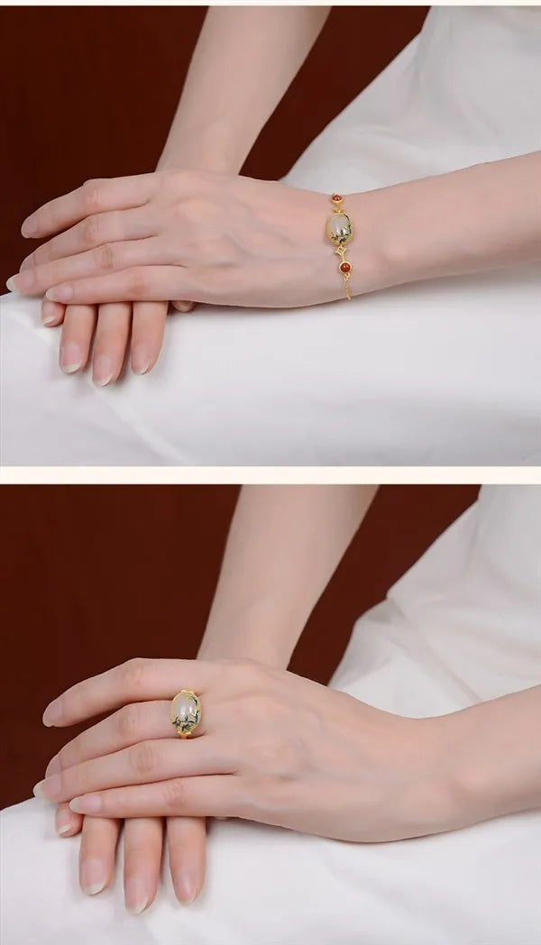 Gold Plated Cloisonne Jewelry Set
