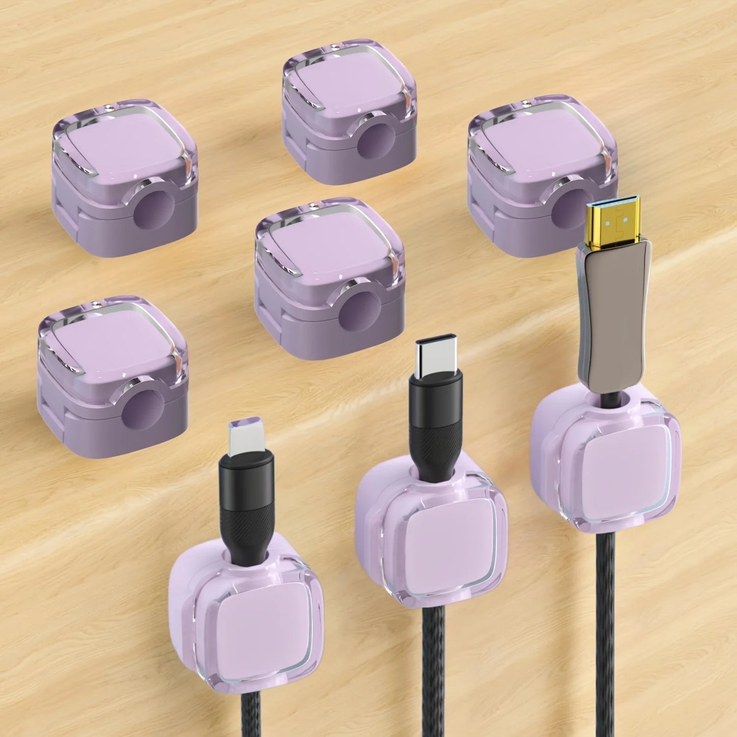 [Magnetic Cable Clips] 6-Pack Magnetic Cable Clips | Adjustable Adhesive Cord Holders, Strong Magnetic & Adhesive Base