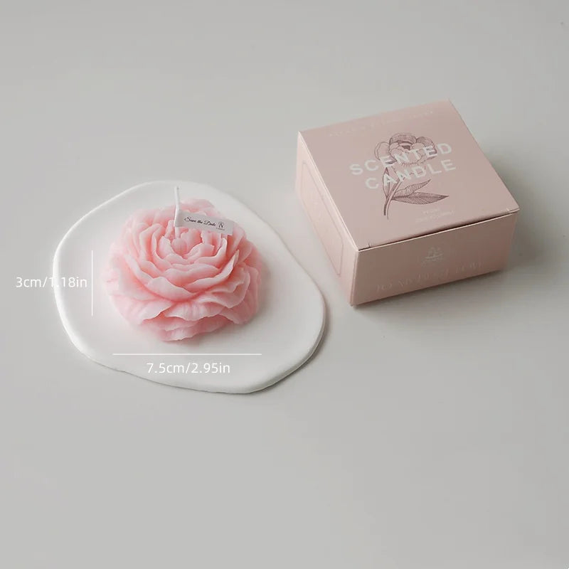 Low Temperature Rose Flower Shaped Candle, 3 Inch Soft Aesthetic Scented Candle