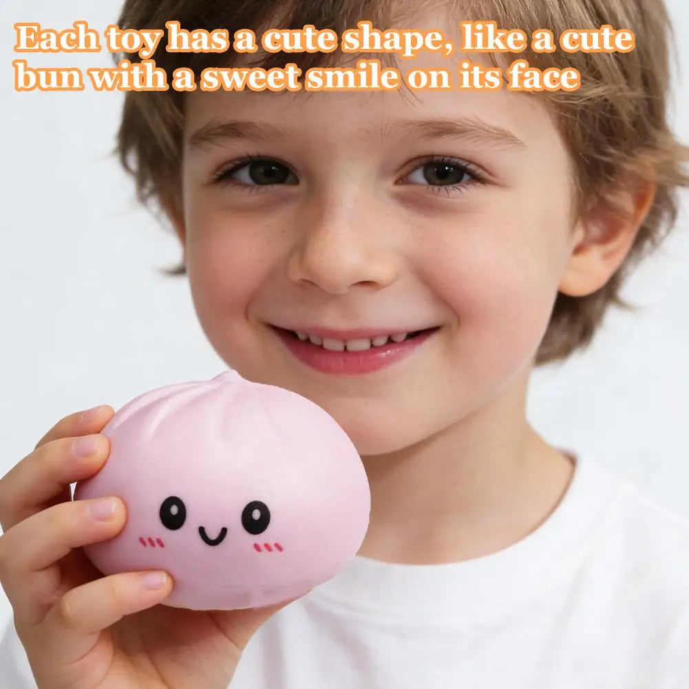 Colorful Dumpling Squishy Stress Relief Balls with Steamer Reusable Rebound Squeeze Reliever Toys Dough Ball  Home Office Gifts