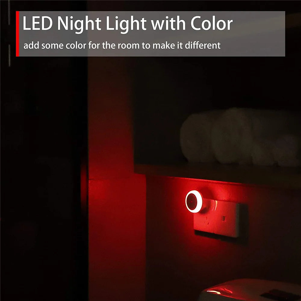 LED Night Light Smart Night Sensor Round Plug in Wall Night