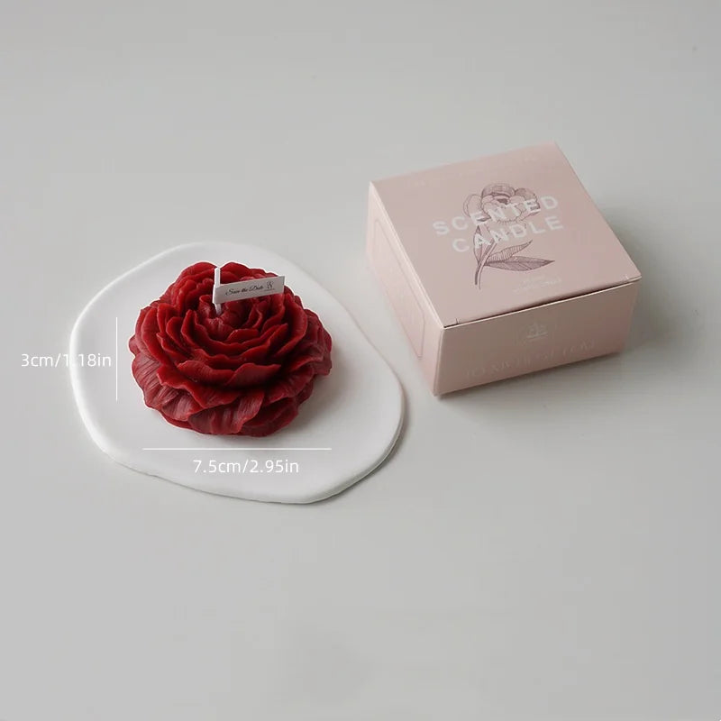 Low Temperature Rose Flower Shaped Candle, 3 Inch Soft Aesthetic Scented Candle