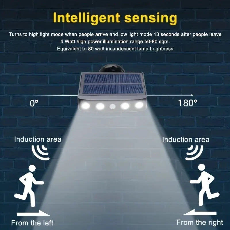 4 LED Powerful Solar Security Lights Outdoor Decor Sensor - Waterproof