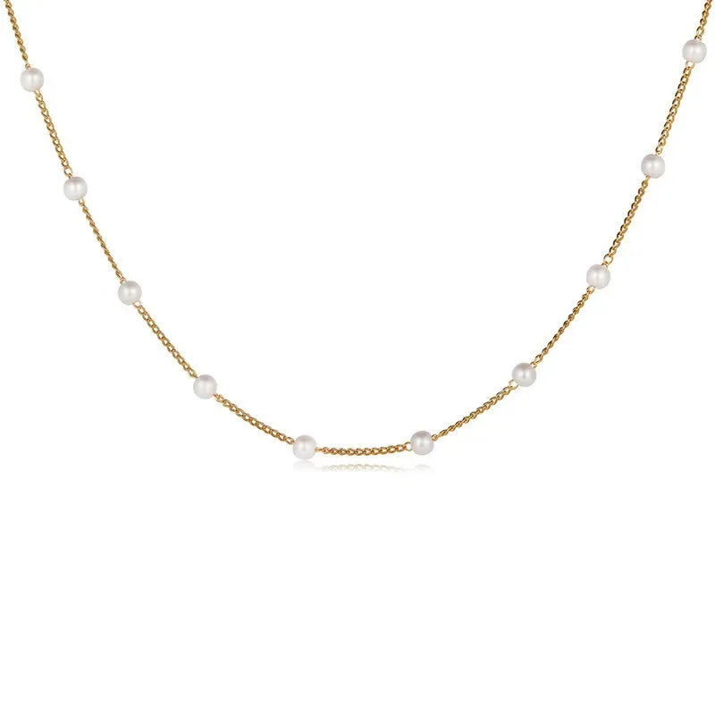 beaded pearl lace gold gothic pendant collar necklace -
