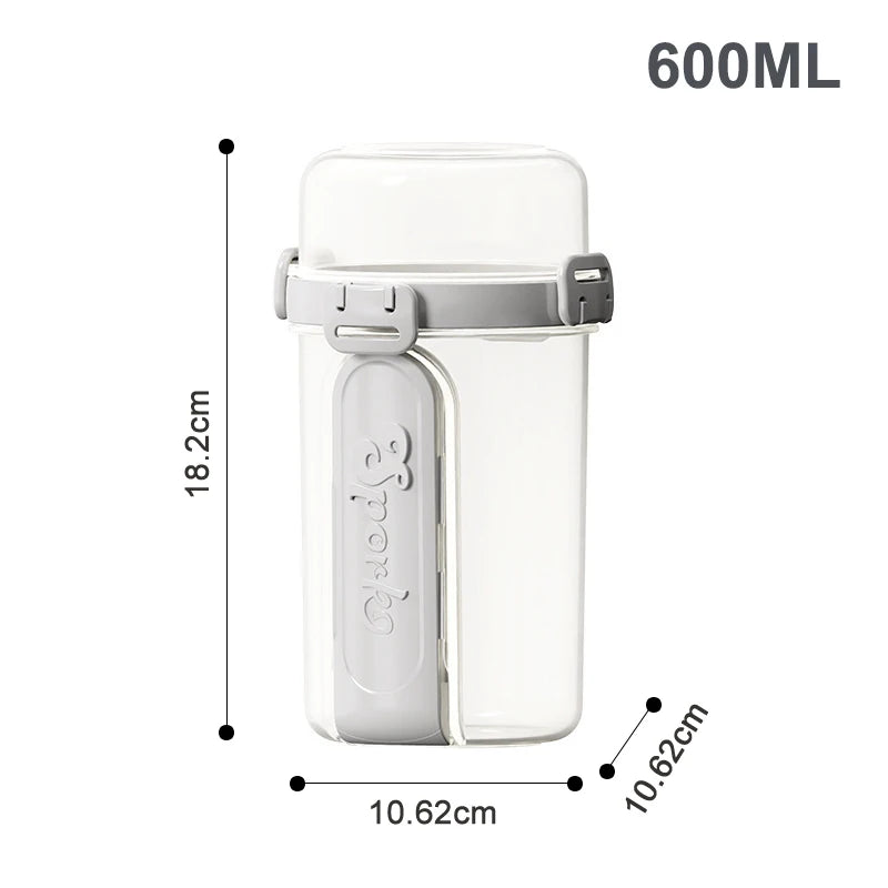 ❤Salad Cup Portable Light Meal Cup, Vegetable Snack Fresh-Keeping Double-Layer Cup With Fork And Spoon Yogurt Cup