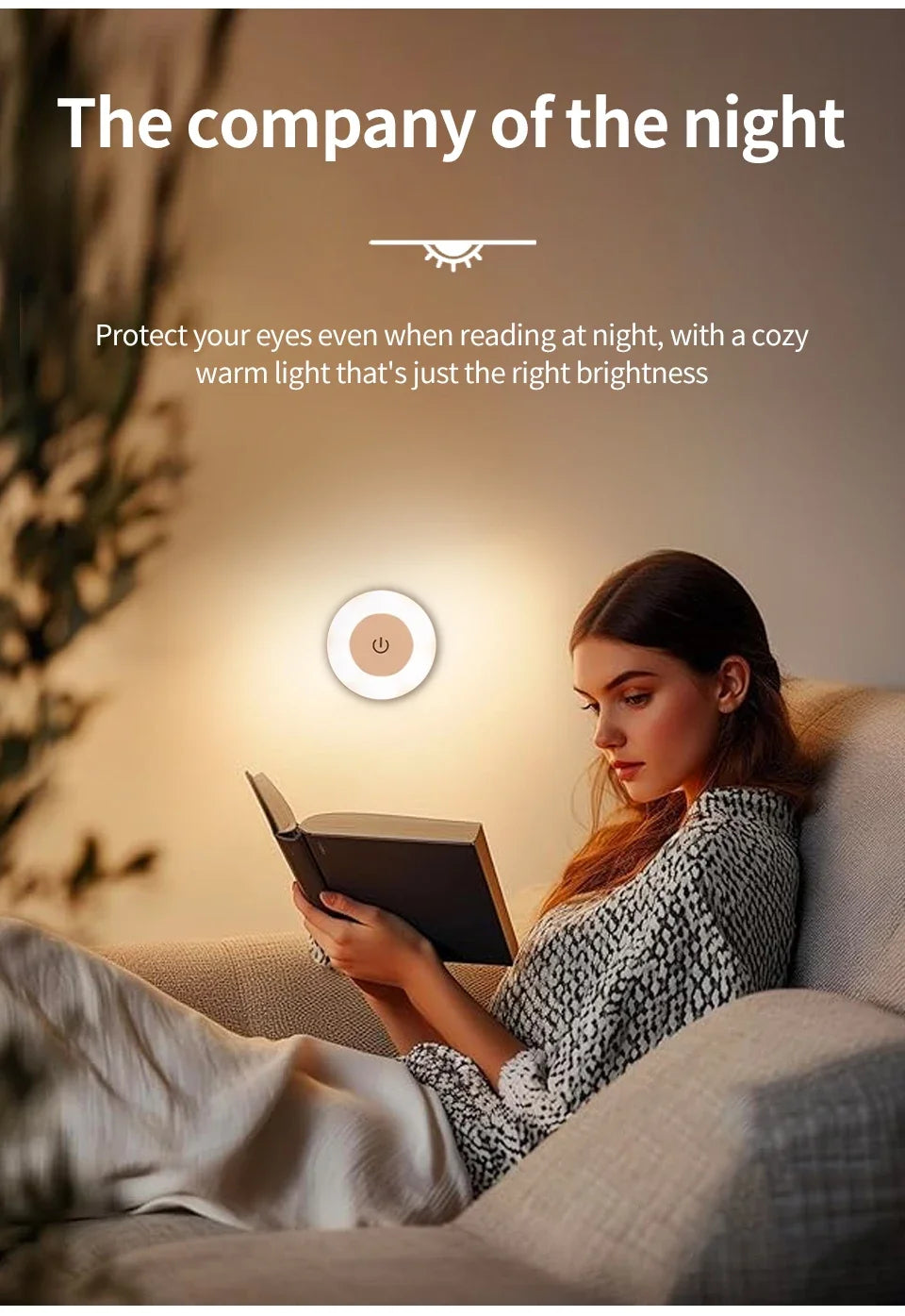 LED Night Light USB Rechargeable Night Lamp 3 Color Dimmable Wall Lamp Wireless Bedroom Kitchen Cabinet Wardrobe Staircase Lamp
