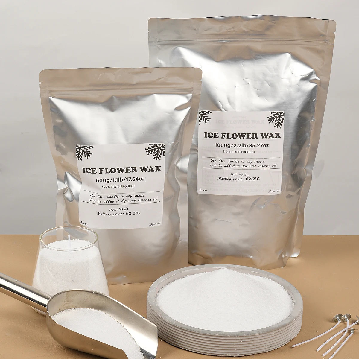500g-1000g White Sand Wax Ice Flower Wax DIY Scented Candle Making Accessories Snowflake Wax Pearl Candles Sand Painting Tools
