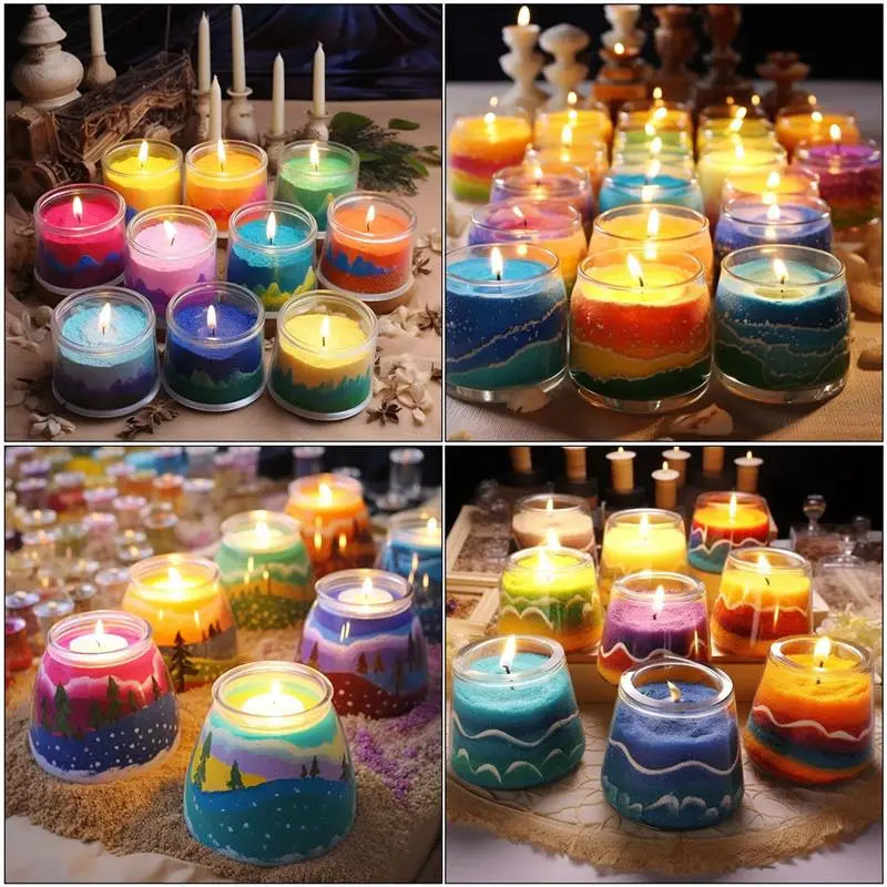 Combustible Sand Handmade Candle Wax DIY Material Kit Pigment Wax Wick Tool Sand Wax Set DIY Making Supplies For Home Decoration