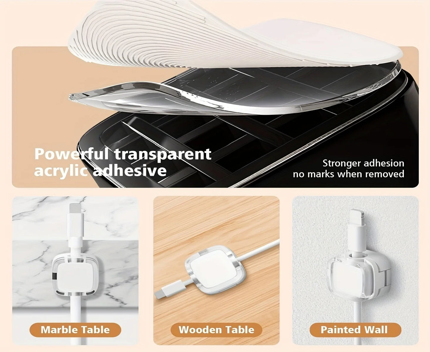 [Magnetic Cable Clips] 6-Pack Magnetic Cable Clips | Adjustable Adhesive Cord Holders, Strong Magnetic & Adhesive Base