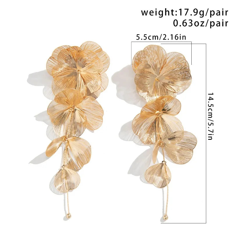Luxury  Big Flower Leaf Tassel Necklace
