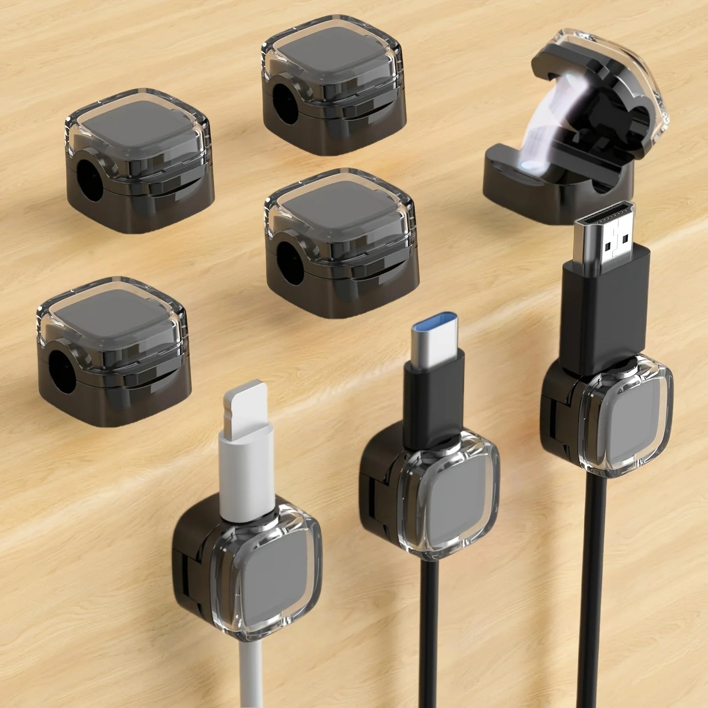 [Magnetic Cable Clips] 6-Pack Magnetic Cable Clips | Adjustable Adhesive Cord Holders, Strong Magnetic & Adhesive Base