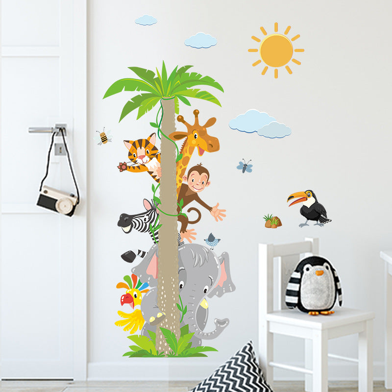 Cartoon Leaf Tree Elephant Giraffe Monkey Children's Bedroom Kindergarten Wall Decoration Wall Stickers Room Decoration
