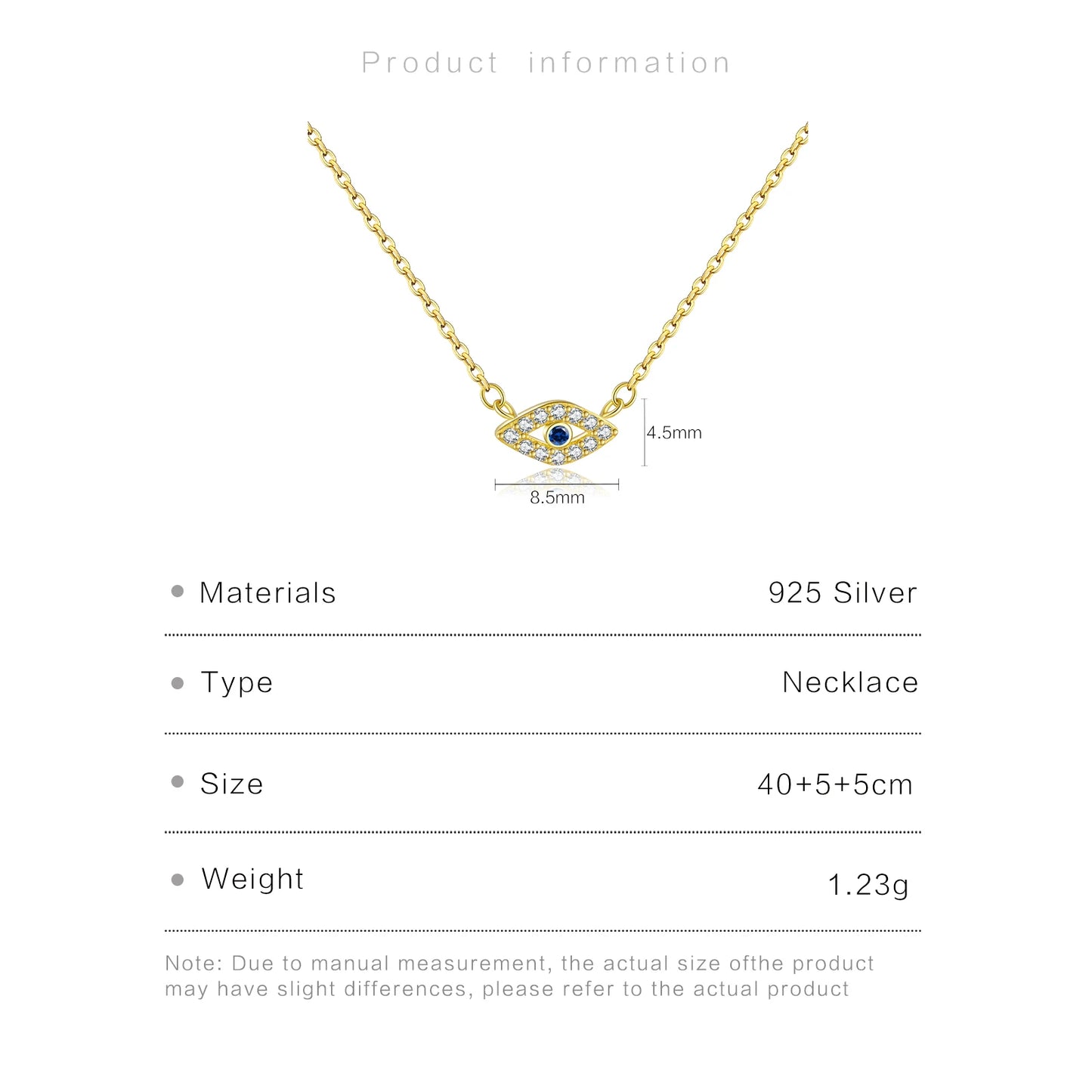 ANDYWEN Winter 925 Sterling Silver Gold Locky Eye Blue