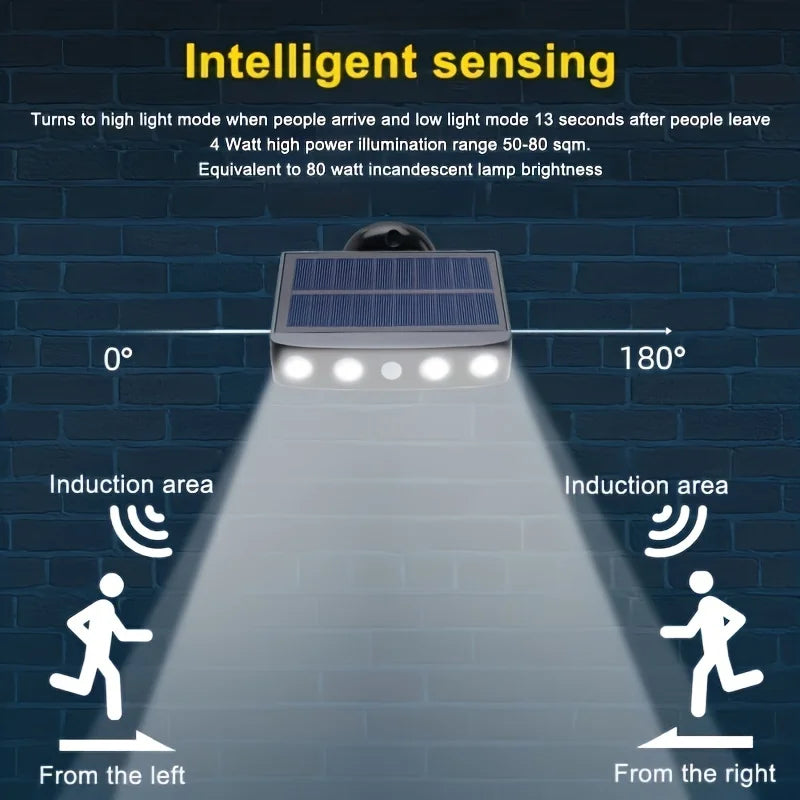 4 LED Powerful Solar Security Lights Outdoor Decor Sensor - Waterproof