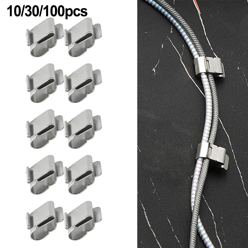 10/30/100Pcs Wire Clips Cable Trailer Photovoltaic Solar Panel Wire Clamps Clip Organizer Stainless Steel Management Harness Rop