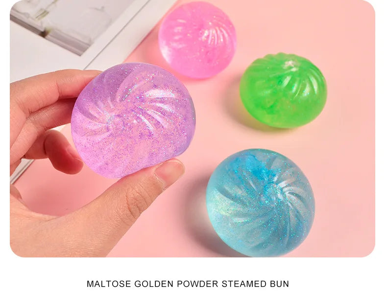 2024 Squishy Funny Maltose Syrup Stress Balls Gold Flour Buns Dumplings Pinched Squeezed Fingertip Toys Antistress Kids Toy Gift