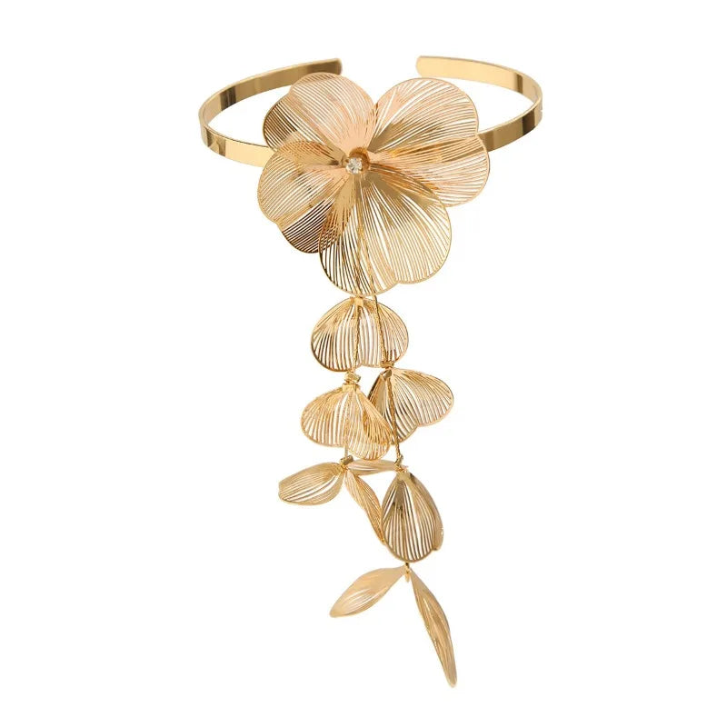 Luxury  Big Flower Leaf Tassel Necklace