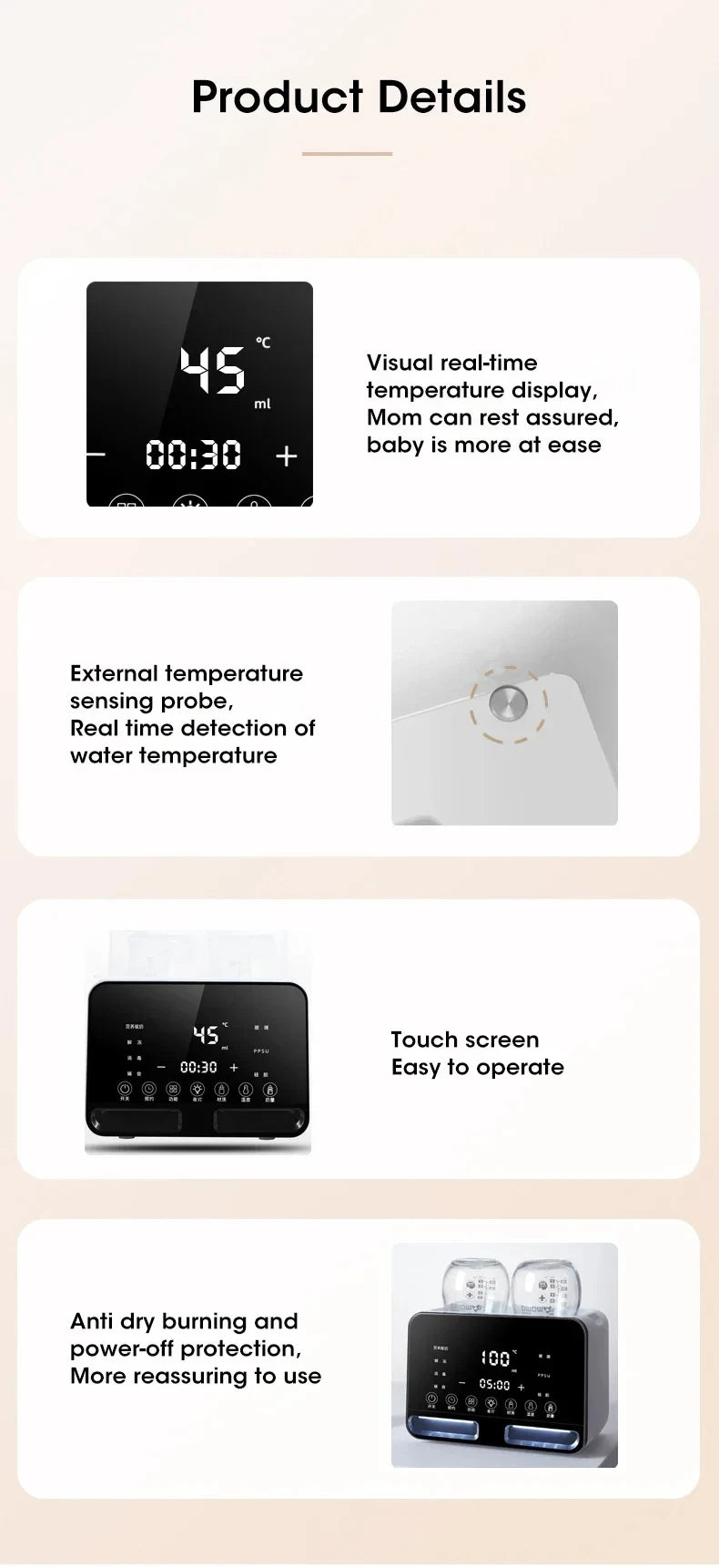 Baby Bottle Warmer for Newborn with Accurate Temperature Control Timer Fast Multifunctional for Baby Milk Food Accessories