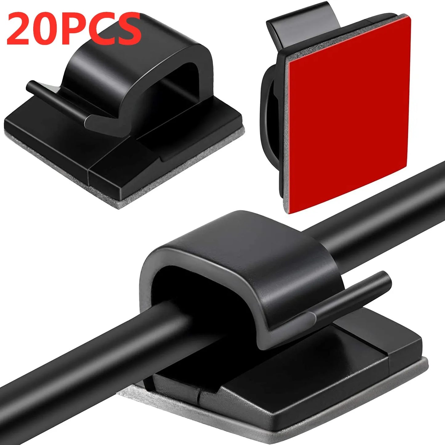 Cable Clips Self Adhesive Cord Management Black Wire Holder Organizer Clamp Self-adhesive Car Wire Clip Accessories