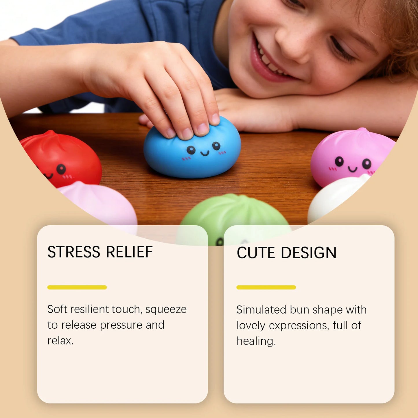 Squishy Dumpling Stress Relief Toy Anti-Anxiety Reduce Pressure Reusable Colorful Realistic Toys Cute Dumpling Soft Fidget Toy