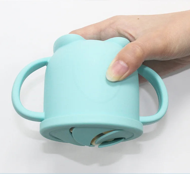 Kids Cup Silicone Food Storage Box Solid Color Baby Sippy Cup Portable Children Snacks Container with Lid Scale BPA Free 200ml