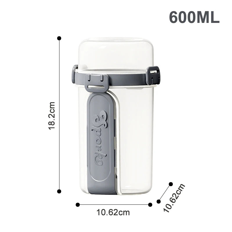 ❤Salad Cup Portable Light Meal Cup, Vegetable Snack Fresh-Keeping Double-Layer Cup With Fork And Spoon Yogurt Cup