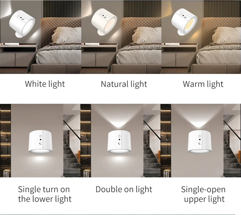 LED Wall Sconces Light Touch Control  Wall Lamp 360 Rotatable