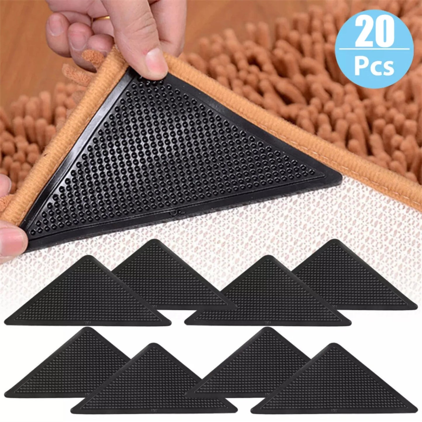 1-5set  Triangle Non Slip Rug Grippers Reusable Anti Slip Carpet Pads Rug Corner Gripper For Tile Floors Carpets Corners Mat