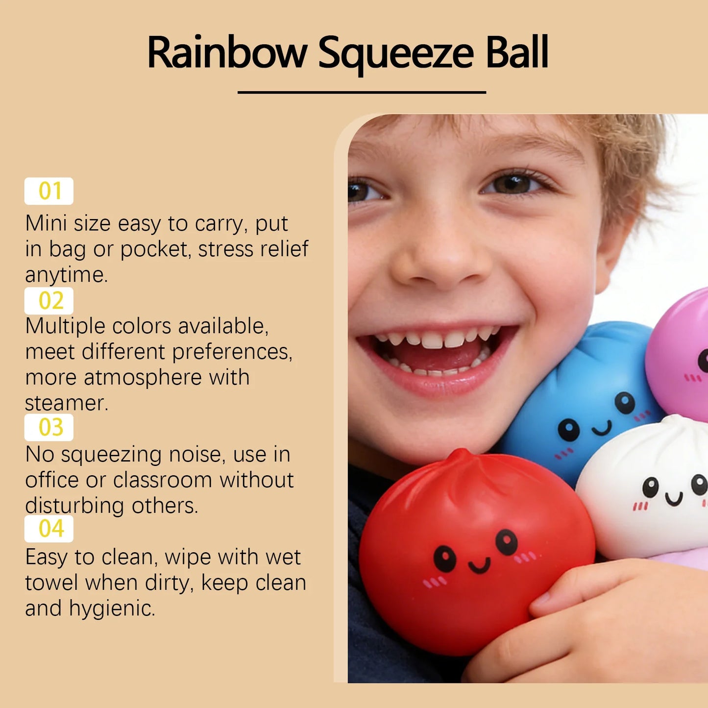 Squishy Dumpling Stress Relief Toy Anti-Anxiety Reduce Pressure Reusable Colorful Realistic Toys Cute Dumpling Soft Fidget Toy