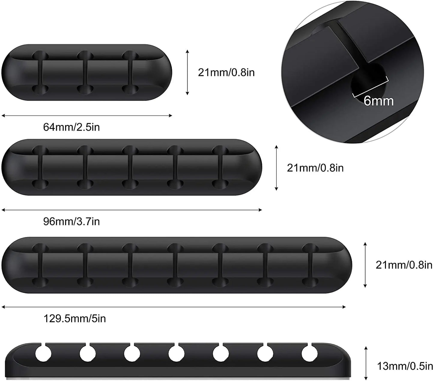 Cable fixing clips 3-Pack Cable management cable organiser clips Silicone self-adhesive Suitable for desktop USB charging cables