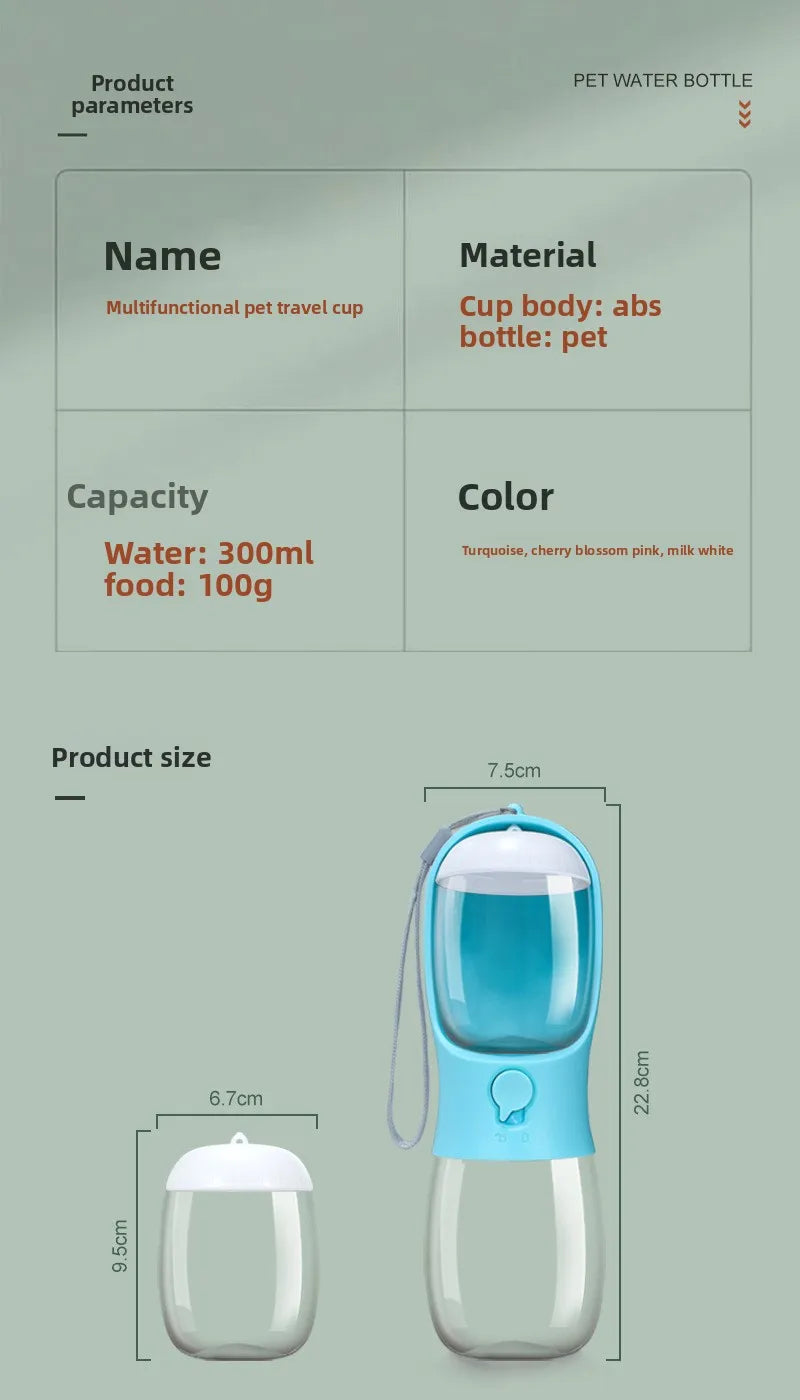 Dog Water Bottle for Dogs Cats Food Feeder Bowls Outdoor Travel Leakproof Puppy Drinking Container Water Dispenser for Pets