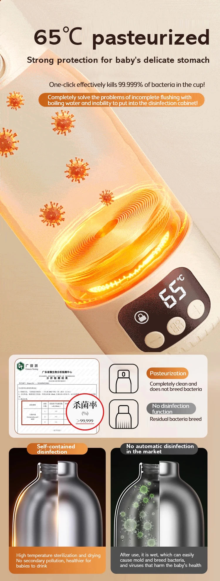 2025 New Upgrade Wireless Boiling Water Fast Heating Baby Bottle Warmer Travel  Baby Milk Bottle Warmer Portable Milk Warmer