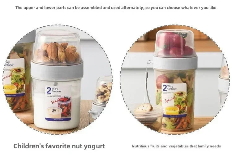 Carry Breakfast Cup Salad Cups Portable Yogurt Cereal Oatmeal Snacks Parfait Containers Salad Dressing Holders with Lid Forks