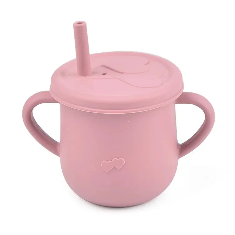 Kids Cup Silicone Food Storage Box Solid Color Baby Sippy Cup Portable Children Snacks Container with Lid Scale BPA Free 200ml
