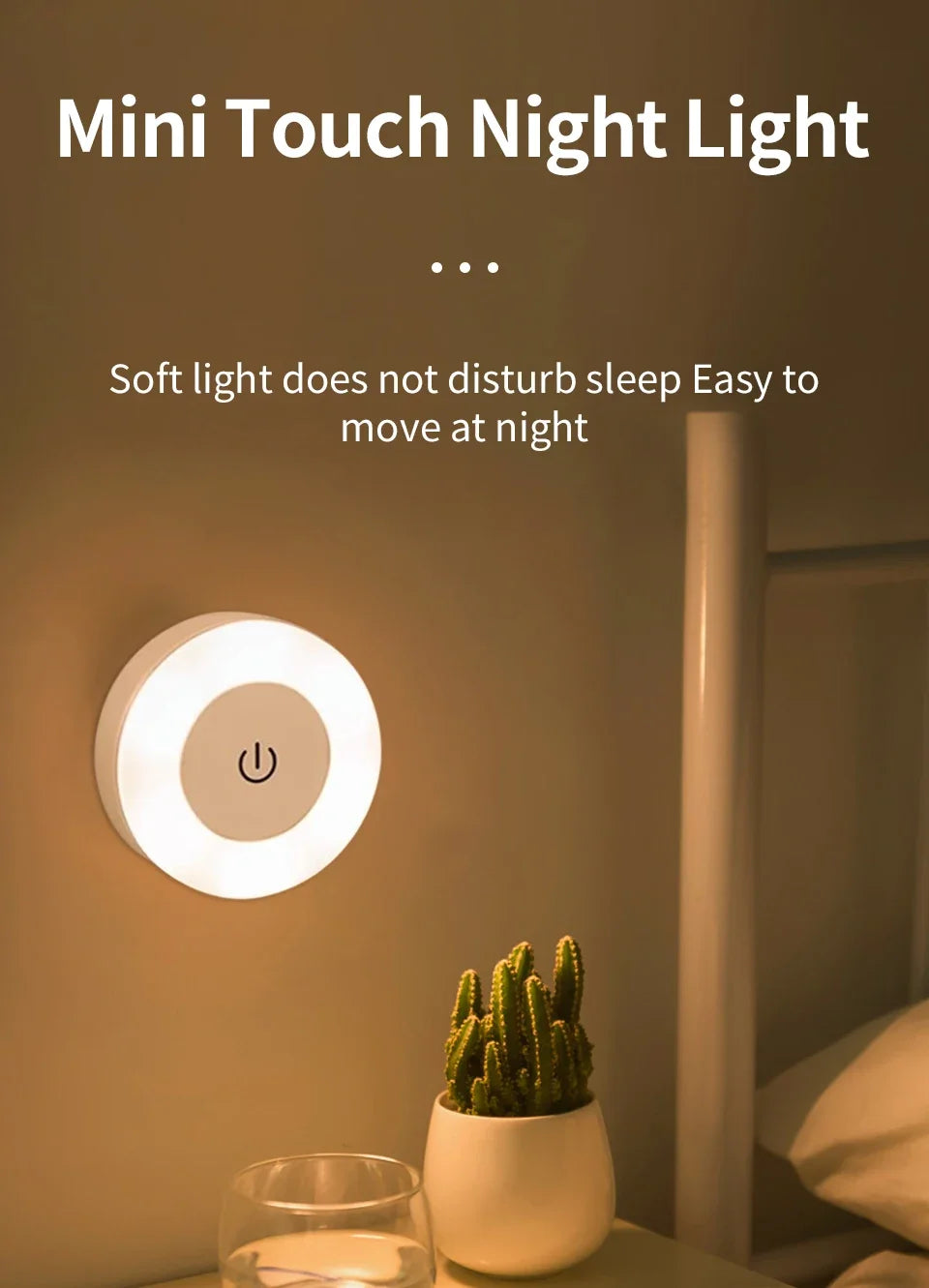 LED Night Light USB Rechargeable Night Lamp 3 Color Dimmable Wall Lamp Wireless Bedroom Kitchen Cabinet Wardrobe Staircase Lamp