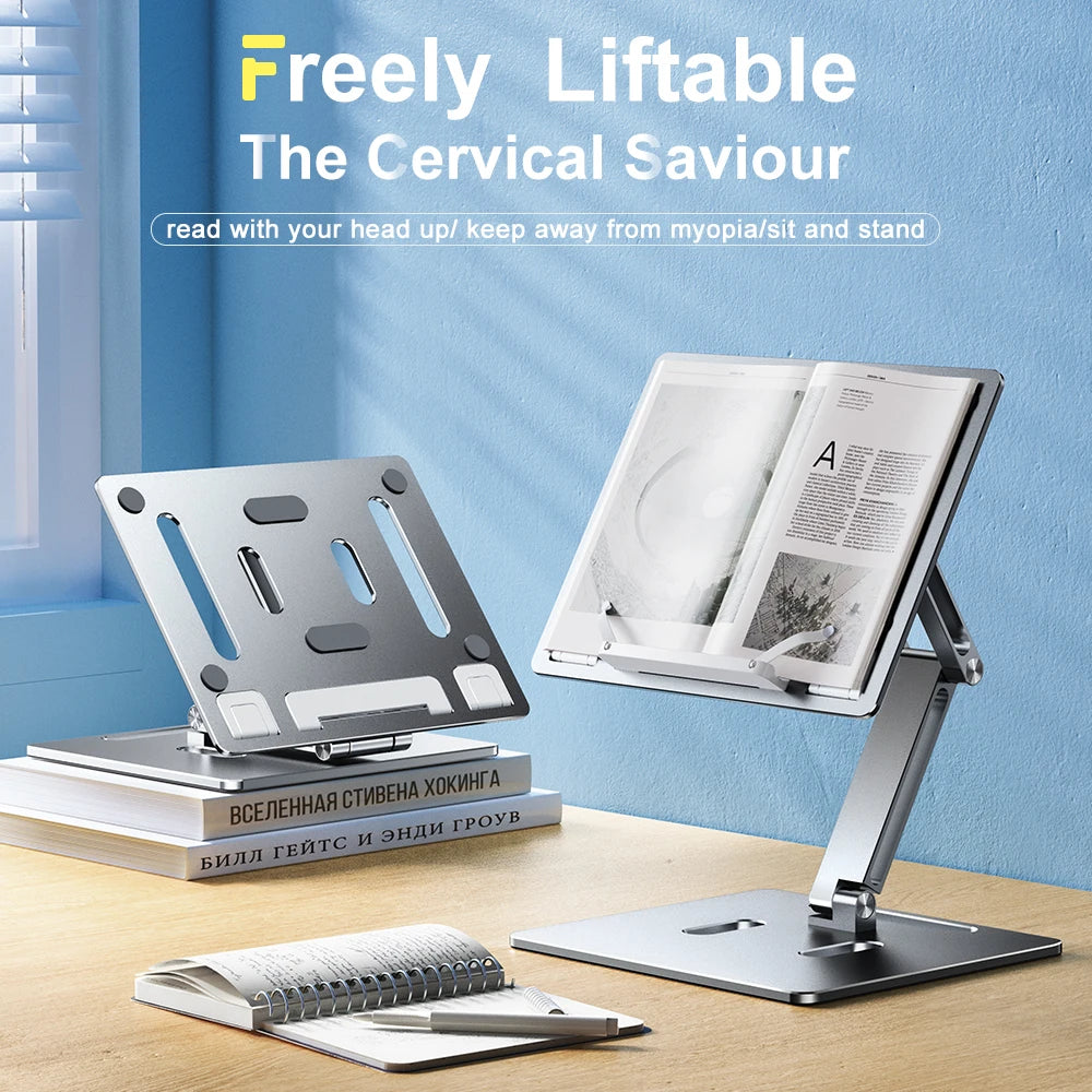 Aluminum Laptop Stand Height  Angle Adjustable Reading Stand with Foldable Base Notebook Desktop iPad Stand Tablet Stand Holder