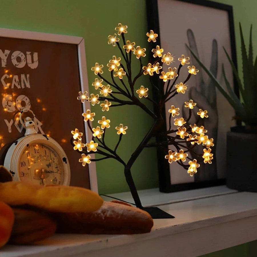 LED indoor room decoration tree light bedroom home lighting simulation cherry blossom tree light