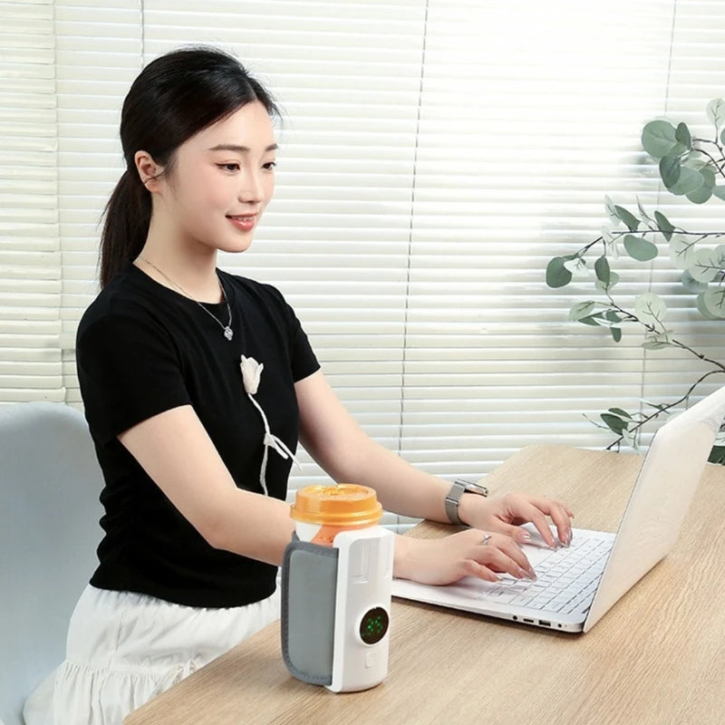 Baby Bottle Warmer Temperature Adjustable USB Powered Warmer Heater Travel Milk Warmer Insulation Cover with LCD Display