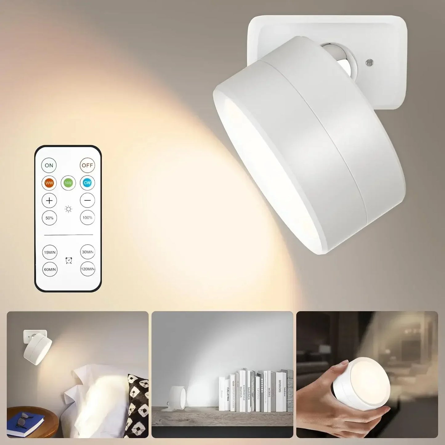Wall Lights Battery Operated 360° Rotatable Touch Control Wall lamp
